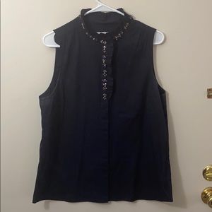J.Crew Sleevless rhinestone collar blouse